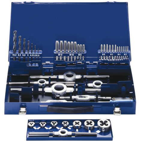 Eventus by Exact 10722 Gewindeschneidsatz 43teilig HSS metrisch M3, M4, M5, M6, M8, M10, M12