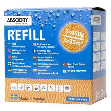 Everbrand Sweden Absodry - Recharge pour absorbeur d'humidité Absodry Big, 3x450 g 205-AD