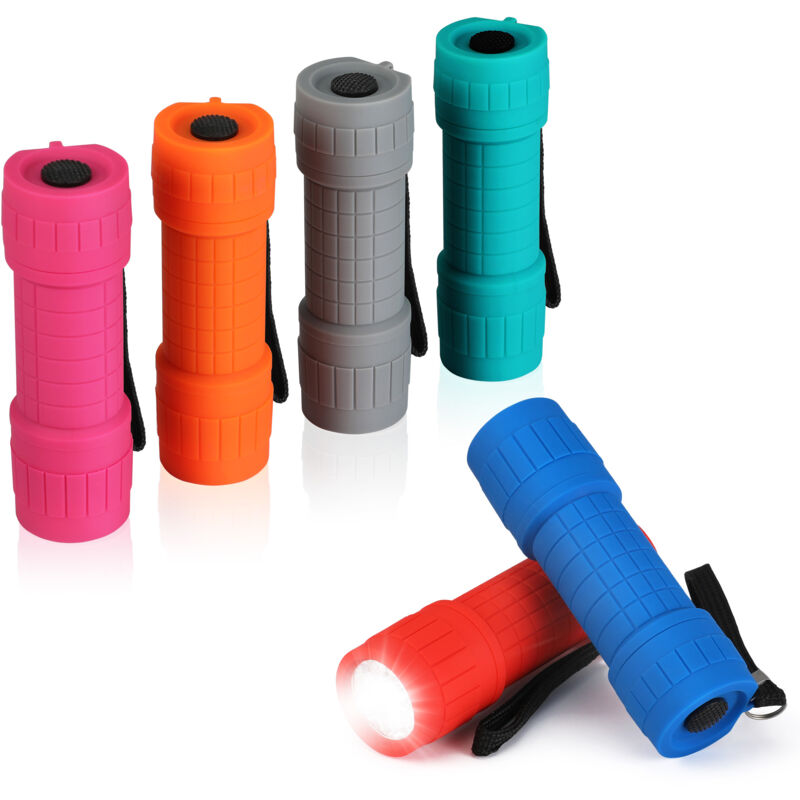 Jeu de Lampe de Poche led 6 Pièces, Lampe Torche avec Poignée Antidérapante pour Travail Cyclisme Camping Lecture Promenade Randonnée, 6 x aaa Piles