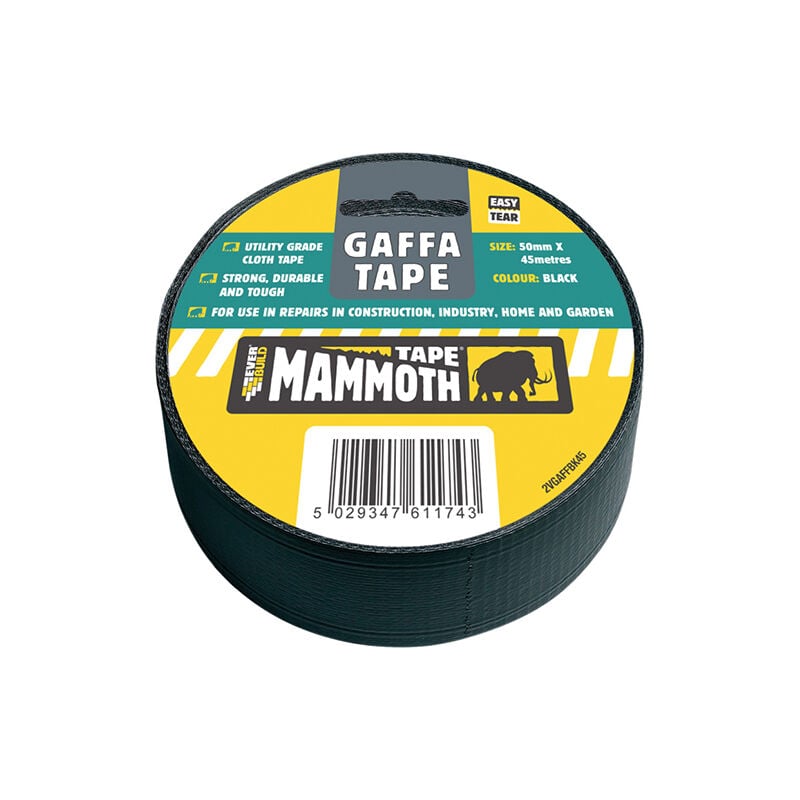 2VGAFFBK45 Gaffa Tape 50mm x 45m Black EVB2VGTBK45 - Everbuild