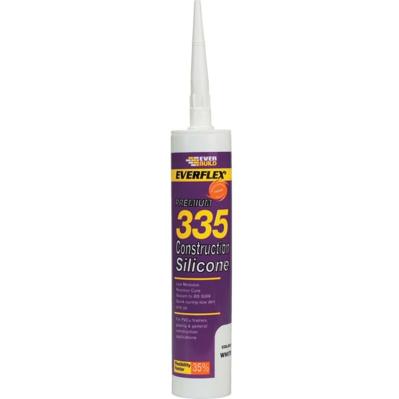 Everbuild - 335 Construction Clear Silicon Sealant - 310ml - Transparent