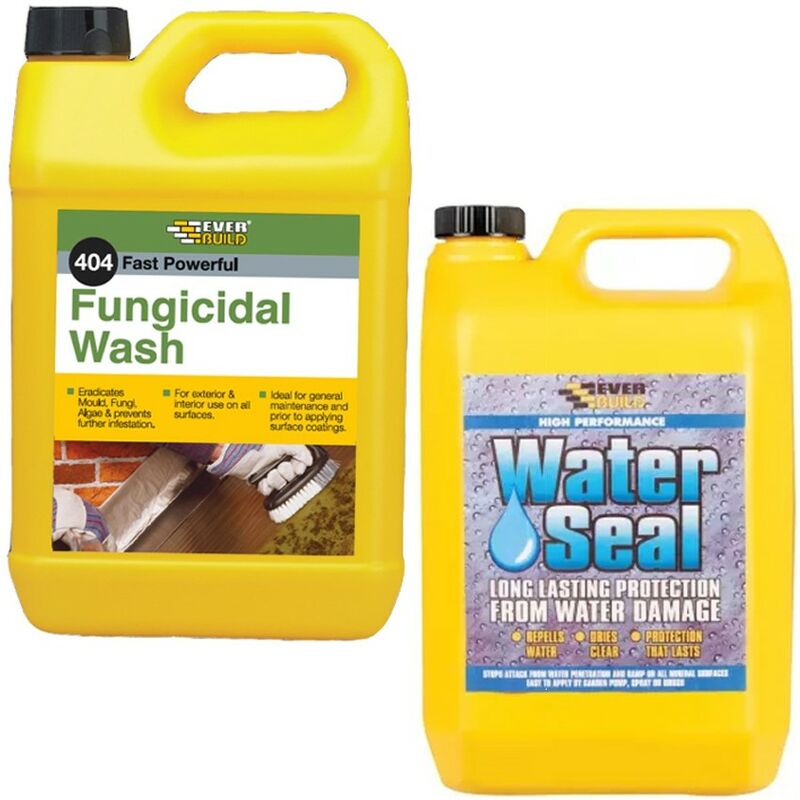 Everbuild - 404 Fungicidal Path Drive Wash Algae Remover and 402 Water Seal 5L