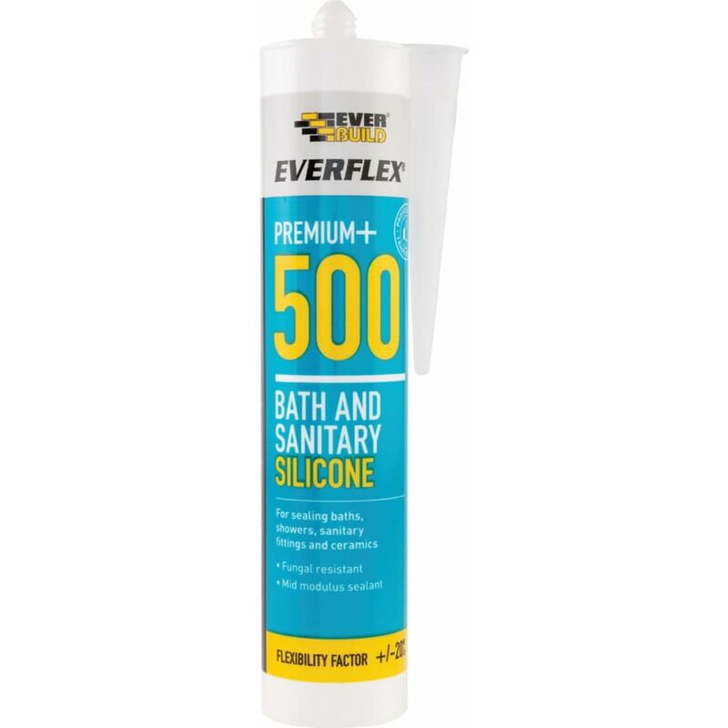 Everbuild - 500 Bath & Sanitary Slicone Sealant Clear (C3) 310ml - Transparent