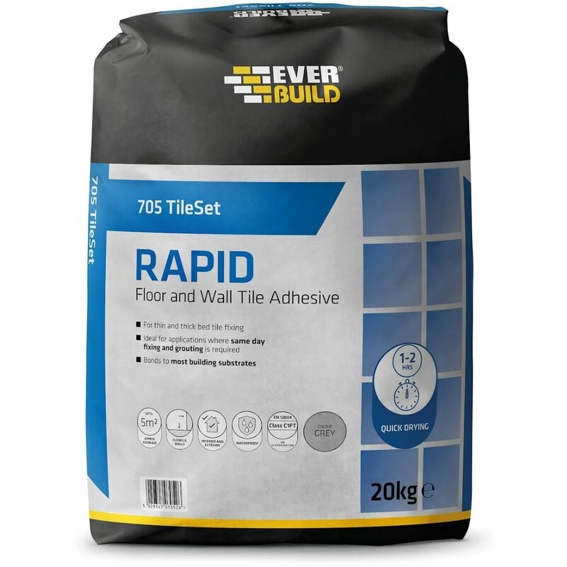 Everbuild 705 Rapid Set Floor and Wall Tile Adhesive - 20kg