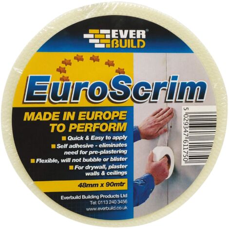 Everbuild EuroScrim Plasterboard Joining Tape, 48mm x 90m, White, Model EVB2EURO48