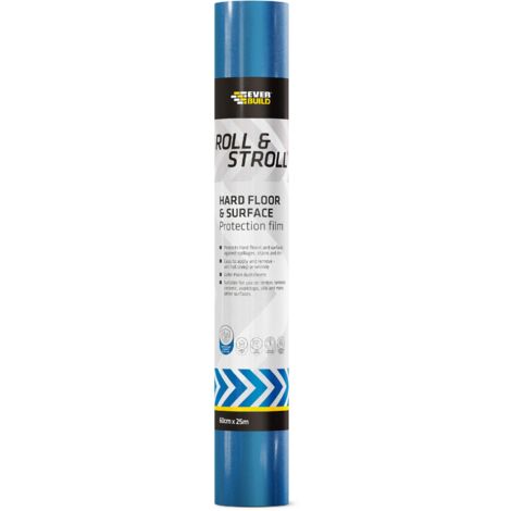 Everbuild Roll and Stroll - Pellicola protettiva per superfici rigide, autoadesiva, blu, 600 mm x 25 m