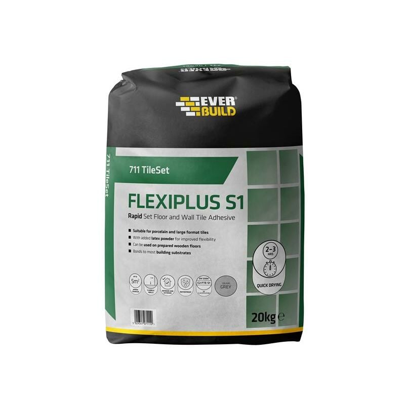 Everbuild - Sika 711 TileSet Flexiplus Tile Adhesive White 20kg EVBTS711WE20