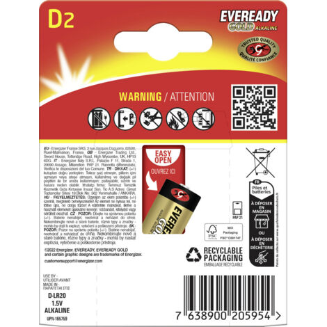 Eveready E304396900 Mono (D)-Batterie   1.5 V 2 St.