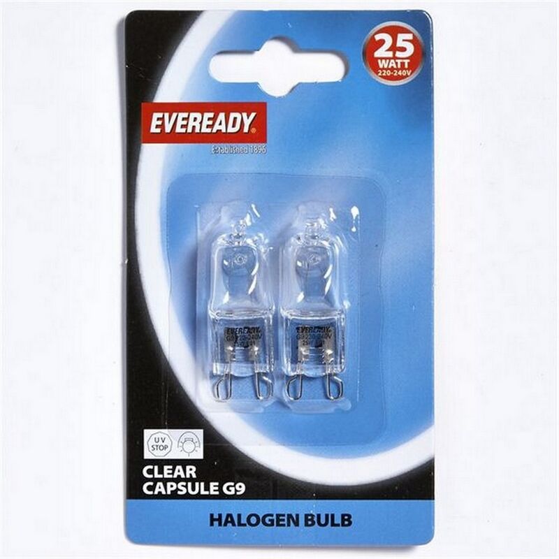 S815 G9 Clear Capsule Halogen Bulbs 25W Card of 2 - Eveready