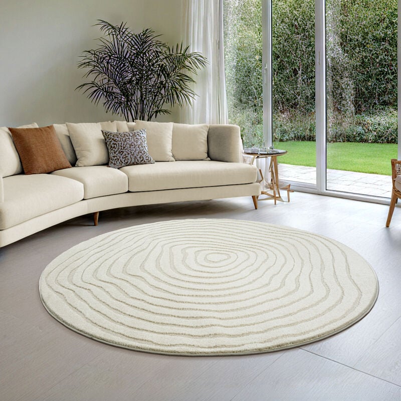 Everest tapis salon chambre court poil 3d doux crème