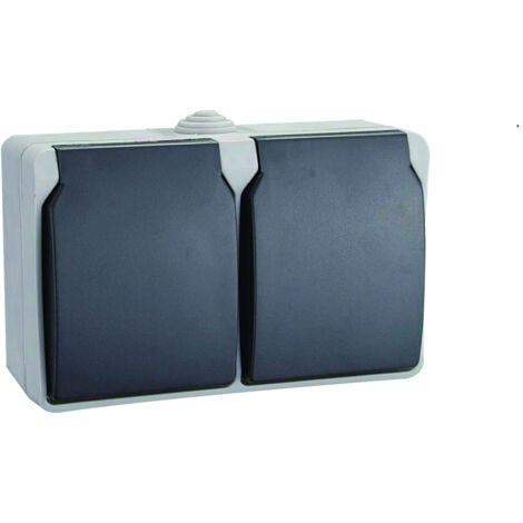 Everflourish Schutzkontaktsteckdose 2-fach AP Steckdose Aufputz Feuchtraum