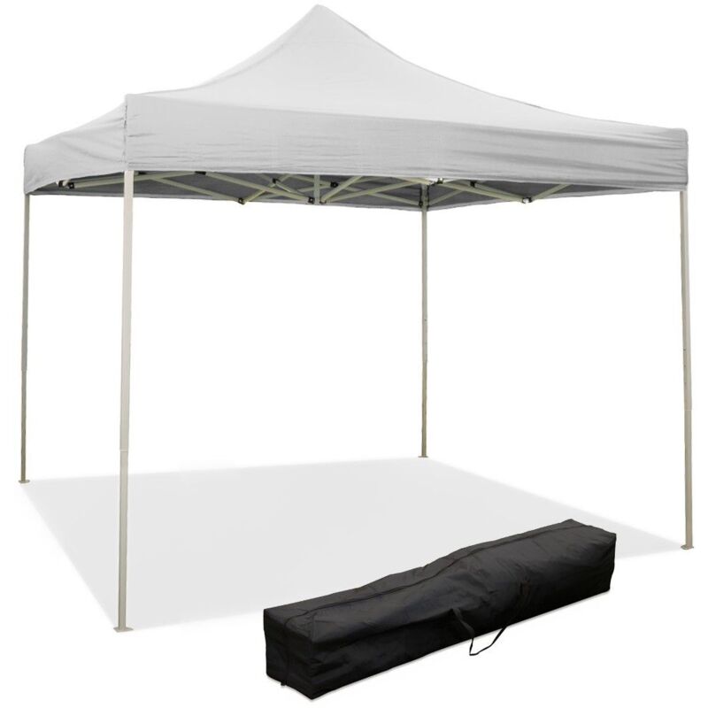 Gazebo Richiudibile Pieghevole 2 X 2 Bianco Ricoperto In Pvc Imperm...