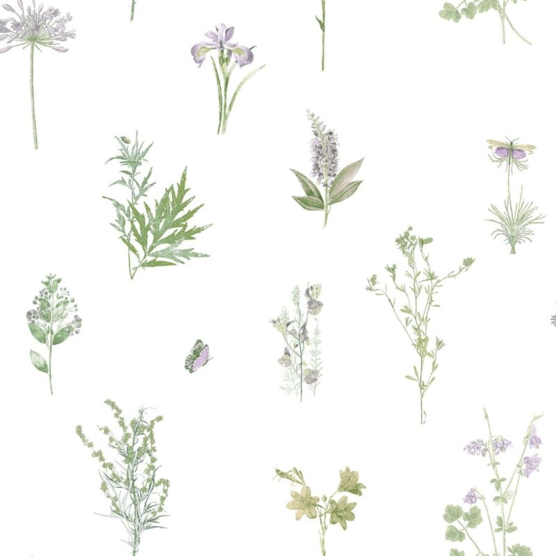 

Papel pintado Herbs And Flowers blanco - Multicolor - Evergreen