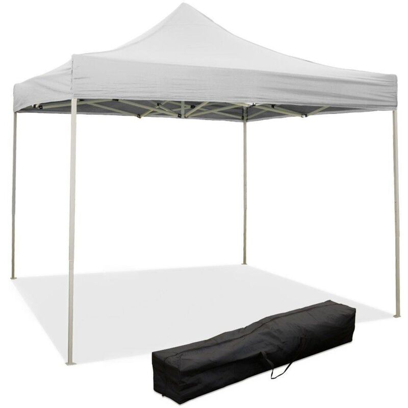 Gazebo pliable pliable 3 x 3 m Blanc recouvert de pvc imperméable