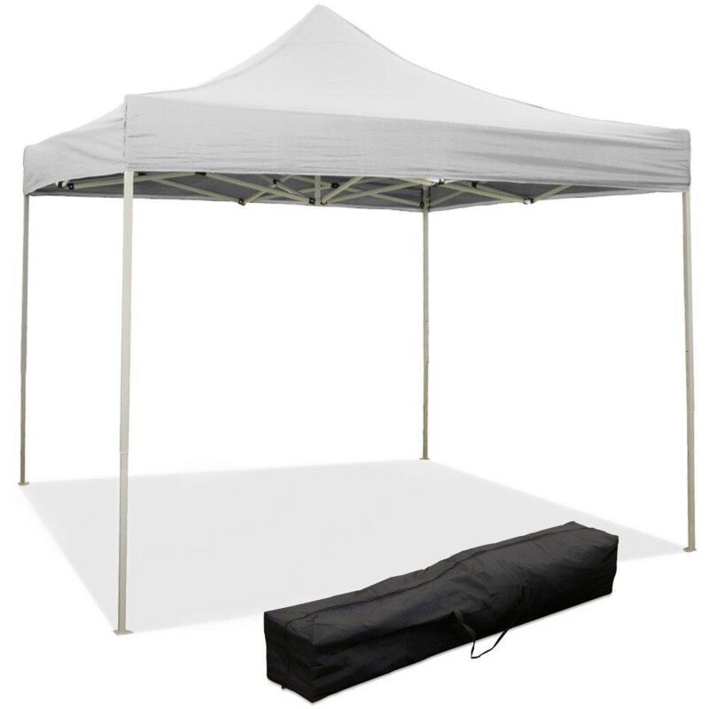 Tonnelle pliante pliable 2 x 2 m Blanc recouverte de pvc imperméable