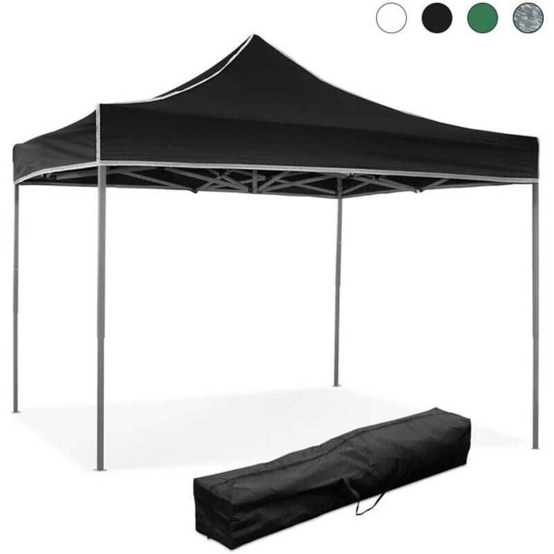 Tonnelle pliable 3x3 extérieur jardin toile pvc imperméable Versa - Noir