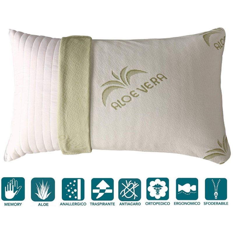 Evergreenweb - Cuscino 100% Fiocco di Memory Foam Saponetta Tessuto aloe