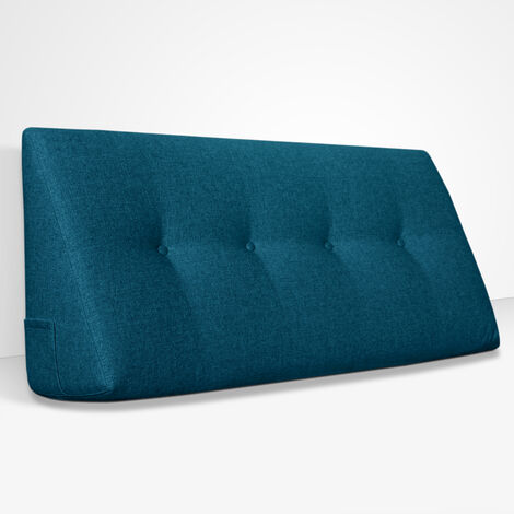 EVERGREENWEB - Cuscino da Lettura ergonomico, Cuscino Schienale a Cuneo per Letto e Divano  Cuscino Per gambe  Testata letto  Misura 140x26 cm  Colore Blu  100% Made in Italy  CHILL PILLOW