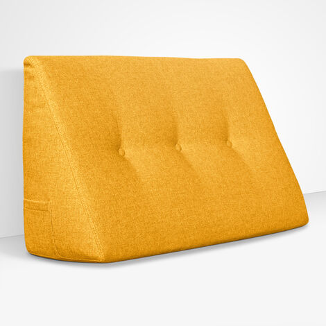 EVERGREENWEB - Cuscino da Lettura ergonomico, Cuscino Schienale a Cuneo per Letto e Divano  Cuscino Per gambe  Testata letto  Misura 80x26 cm  Colore Giallo  100% Made in Italy  CHILL PILLOW