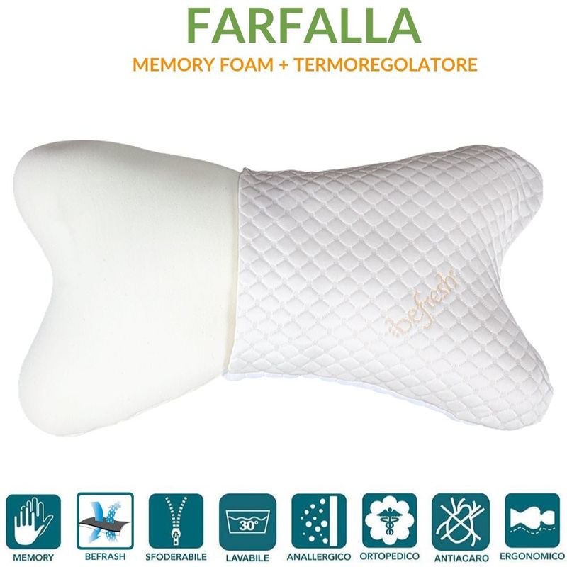 Evergreenweb Materassi&beds - evergreenweb - Cuscino per Dormire sul Fianco o Pancia in Memory Foam Ergonomico con Rivestimento Termoregolatore