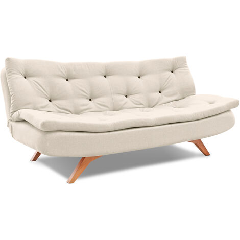 EVERGREENWEB - Divano 2 posti BEIGE trasformabile in comodo divano Letto ad una piazza e mezzo con Materasso Futon  Moderno Divano Letto Pieghevole per Soggiorno, Studio, Salotto, Camera  Zoè