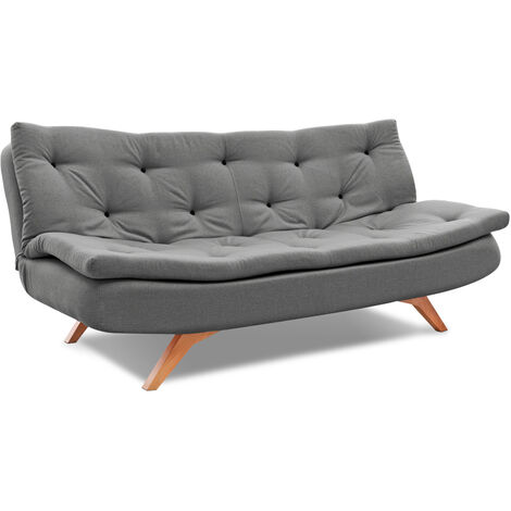 EVERGREENWEB - Divano 2 posti GRIGIO trasformabile in comodo divano Letto ad una piazza e mezzo con Materasso Futon  Moderno Divano Letto Pieghevole per Soggiorno, Studio, Salotto, Camera  Zoè