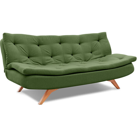 EVERGREENWEB - Divano 2 posti VERDE OLIVA trasformabile in comodo divano Letto ad una piazza e mezzo con Materasso Futon  Moderno Divano Letto Pieghevole per Soggiorno, Studio, Salotto, Camera  Zoè
