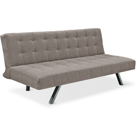 EVERGREENWEB - Divano Letto Clic Clac in Tessuto colore Tortora. Divano Letto 3 posti dal Design Moderno, Prontoletto pratico e comodo con materasso in Foam - Modello SCARLETT