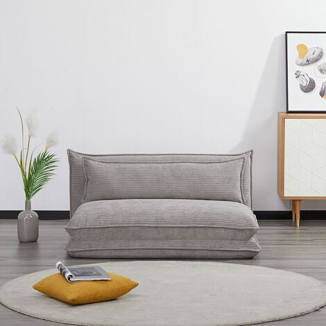 EVERGREENWEB - Divano Letto Futon - Divano Letto Tatami allungabile - Doppio, Grigio - Divano da Pavimento Regolabile con comodo cuscino - Divano letto Materasso KUMO Velvet
