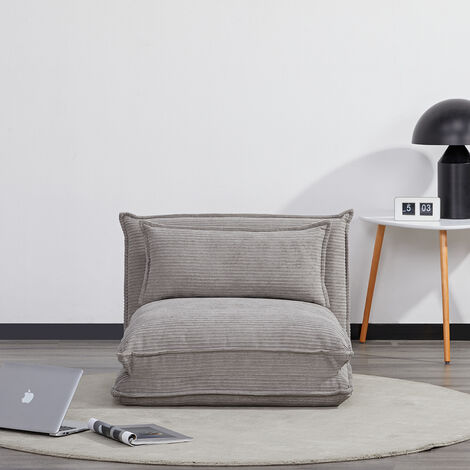 EVERGREENWEB - Divano Letto Futon - Divano Tatami allungabile - Singolo, Grigio - Divano da Pavimento Regolabile con comodo cuscino - Divano letto Materasso KUMO Velvet