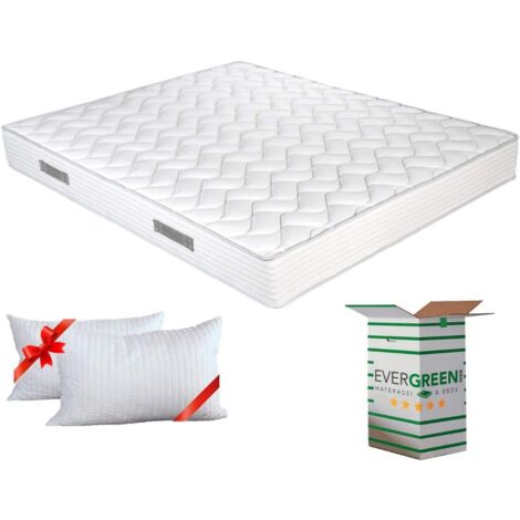 EVERGREENWEB - Materasso Matrimoniale 165x190 FASHION in Waterfoam alto 20 cm con CUSCINO Memory Foam GRATIS, Rivestimento Bianco per Tutti Reti e Letti ,  DISPOSITIVO MEDICO