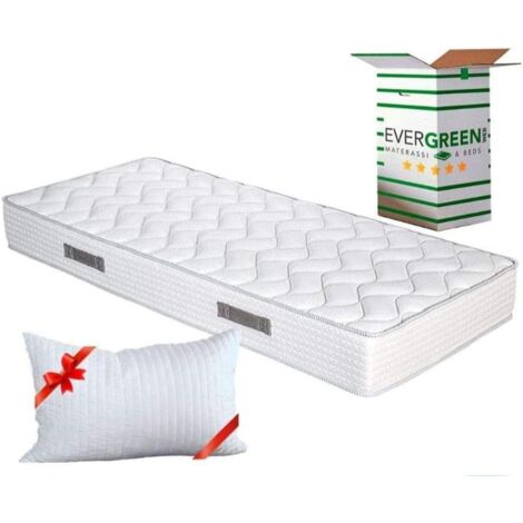 EVERGREENWEB - Materasso Singolo 80x200 FASHION in Waterfoam alto 20 cm con CUSCINO Memory Foam GRATIS, Rivestimento Bianco per Tutti Reti e Letti Singoli,  DISPOSITIVO MEDICO