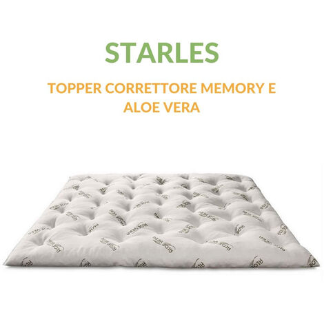 SHAULA - Topper Matrimoniale 160X200 JENO, spessore 8 CM, Coprimaterasso in  memory foam con cinghie elastiche. Durezza Media