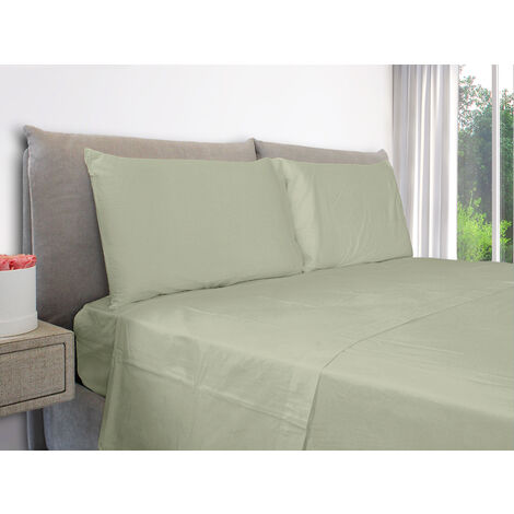 EVERGREENWEB – Set Lenzuola Letto 100% puro cotone – Completo letto Piazza e Mezzo compreso 1 Lenzuolo ad angoli elasticizzati per letto, 1 lenzuolo per letto sopra e 2 federe. Colore Ghiaia