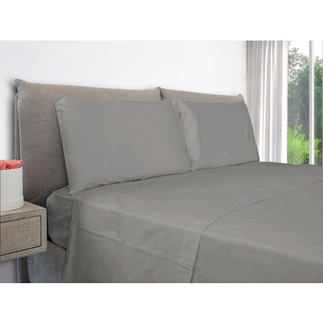 EVERGREENWEB – Set Lenzuola Letto 100% puro cotone – Completo letto singolo compreso 1 Lenzuolo ad angoli elasticizzati per letto singolo, 1 lenzuolo per letto sopra e 2 federe. Colore Grigio