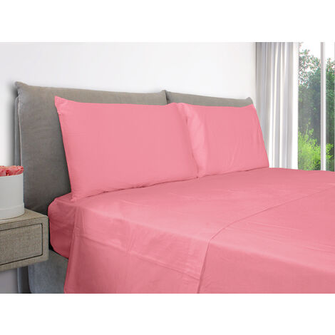 EVERGREENWEB – Set Lenzuola Letto 100% puro cotone – Completo letto singolo compreso 1 Lenzuolo ad angoli elasticizzati per letto singolo, 1 lenzuolo per letto sopra e 2 federe. Colore Malva