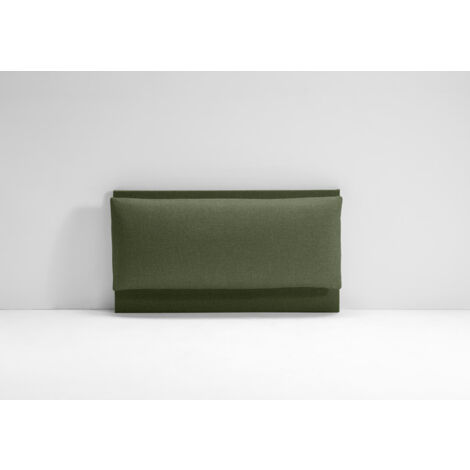 EVERGREENWEB - Testata Letto Individuale Imbottita, Testiera di Tessuto antimacchia con cuscino imbottito in Foam, interno in puro legno. Testata letto muro, Realizzata in Italia - VERDE OLIVA
