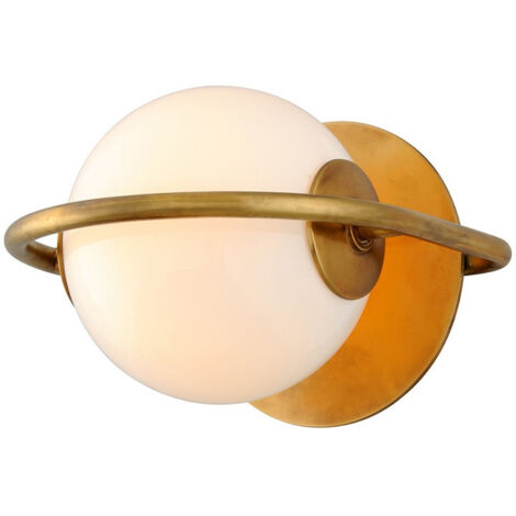 Everley Applique Murale 1 Lumière Laiton Vintage, Verre