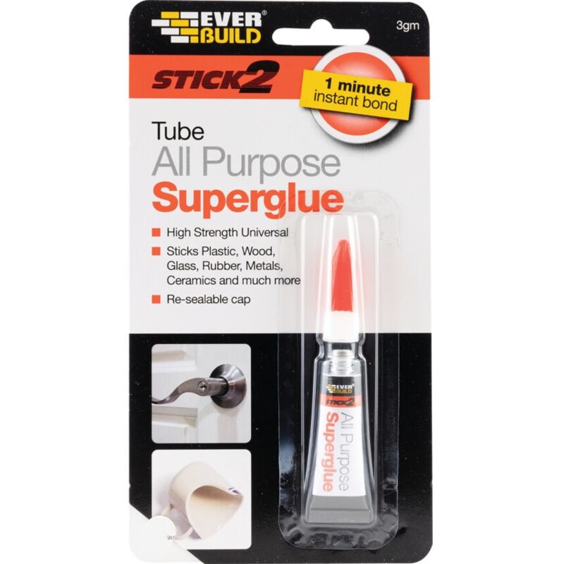 Everbuild - S2SUP03 STICK2 All-Purpose Superglue Tube 3g EVBS2SUP03