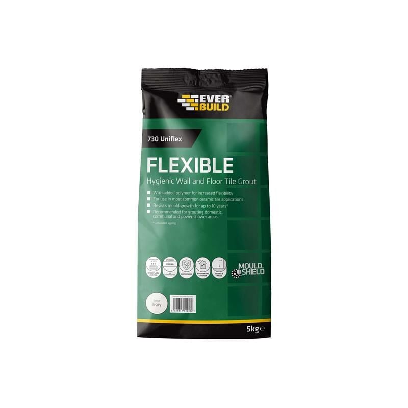 UNIFLEX5IV 730 Uniflex Hygienic Tile Grout Ivory 5kg EVBUFLEX5IV - Everbuild