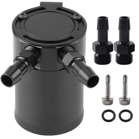 EVGATSAUTO Universal Compact 2-Port Ölauffangbehälter Vorratsbehälter Schwarz 2-Port Ölauffangbehälter