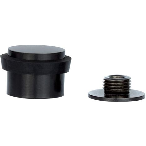 EVI Herrajes  Fermaporta  24 x 20 mm  Base filettata  Gomma Nera  Acciaio Inox  Laccato Nero  Compresi vite + tassello di fissaggio  Mod. I-199/24-CBNG