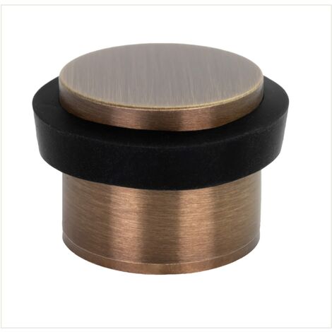 EVI Herrajes  Fermaporta Adesivo  24 x 20 mm  Base filettata  Gomma Nera  Ottone Finitura Pelle Invecchiata  Compresi utensile, vite + tassello di fissaggio  Mod. I-191/24x19-B-DUAL-CU