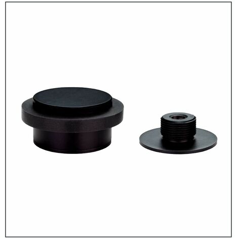 EVI Herrajes  Fermaporta Adesivo  45 x 20 mm  Base filettata  Gomma Nera  Acciaio Inox  Laccato Nero  Compresi vite + tassello di fissaggio  Mod. I-203/35X19-DUAL-NG