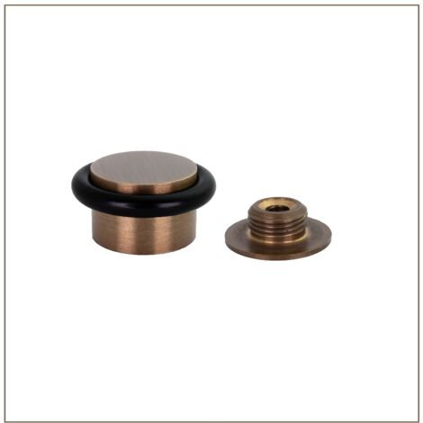 EVI Herrajes  Fermaporta Adesivo  Base filettata  20 x 35 mm  Gomma Nera di Silicone Naturale  Ottone Finitura Pelle Invecchiata  Fissaggio semplice  100% funzionale  Mod. I-103/28