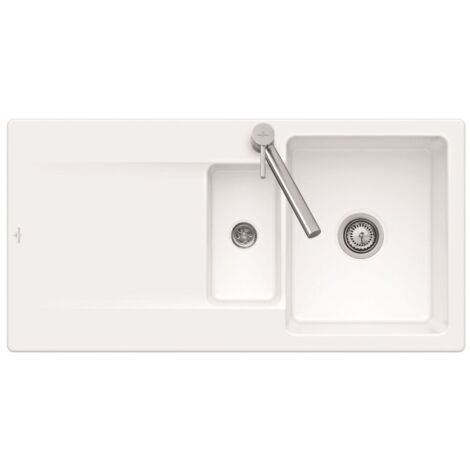 Evier 1 bac 1/2 VILLEROY ET BOCH Siluet 60 R Blanc CeramicPlus