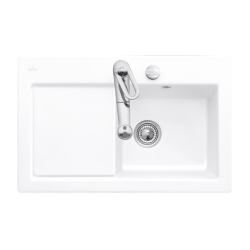 Villeroy&boch - Evier 1 bac avec egouttoir a droite villeroy et boch Subway Pure 45 78 x 51 cm Blanc vidage automatique inclus