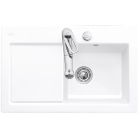 Evier 1 bac avec egouttoir a gauche VILLEROY ET BOCH Subway Pure 45 78 x 51 cm Blanc