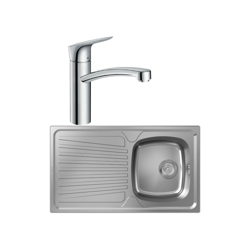 Hansgrohe - Evier 1 bac S21 inox + robinet de cuisine Logis M31 160 chromé