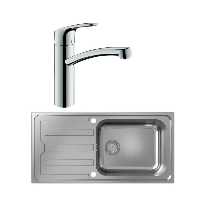 Hansgrohe - Evier 1 bac S44 inox + robinet de cuisine Focus M41 160 chromé